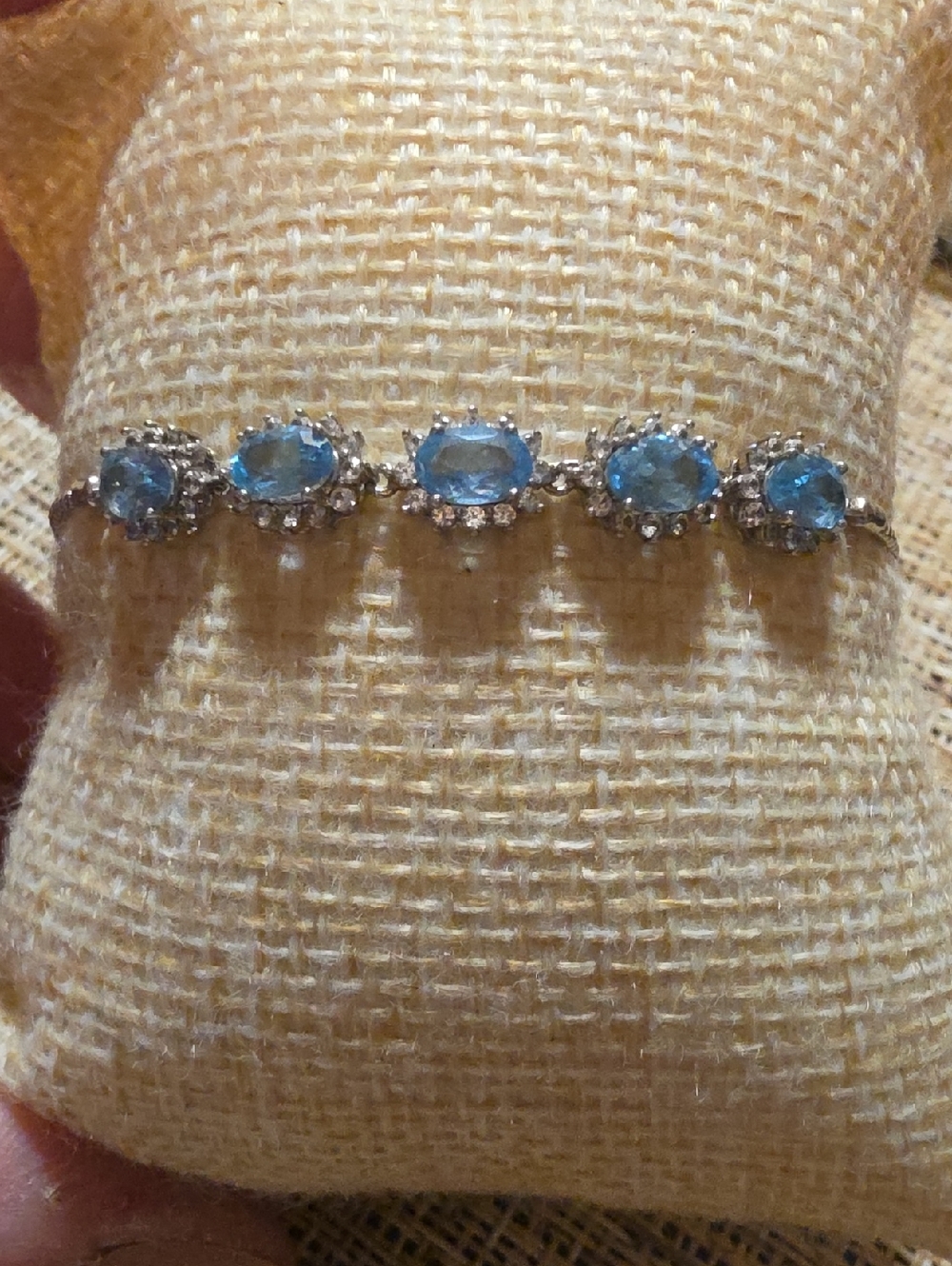 Blue Topaz and Sterling Silver Halo Bracelet